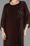 Robe De Soirée Grande Taille Longue Mousseline Brun ABU6177