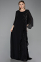 Robe De Soirée Grande Taille Longue Mousseline Noir ABU6177