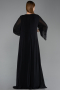 Robe De Soirée Grande Taille Longue Mousseline Noir ABU6177