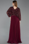 Robe Grande Taille Mousseline Longue Rouge Bordeaux ABU5859