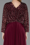 Robe Grande Taille Mousseline Longue Rouge Bordeaux ABU5859