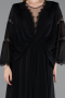 Robe De Soirée Grande Taille Longue Mousseline Noir ABU6178