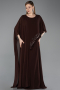 Robe De Soirée Grande Taille Longue Mousseline Brun ABU6179