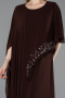 Robe De Soirée Grande Taille Longue Mousseline Brun ABU6179