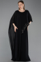 Robe De Soirée Grande Taille Longue Mousseline Noir ABU6179