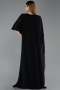 Robe De Soirée Grande Taille Longue Mousseline Noir ABU6179