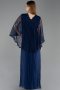 Robe De Soirée Grande Taille Longue Mousseline Bleu Marine ABU6181