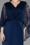 Robe De Soirée Grande Taille Longue Mousseline Bleu Marine ABU6181