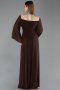 Robe De Soirée Grande Taille Longue Mousseline Brun ABU6182