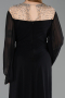Robe De Soirée Grande Taille Longue Mousseline Noir ABU6182