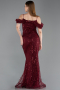Robe de Soirée Longue Perlé Rouge Bordeaux ABU6190