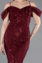 Robe de Soirée Longue Perlé Rouge Bordeaux ABU6190