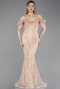 Robe de Soirée Longue Perlé Or ABU6190
