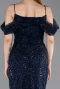 Robe de Soirée Longue Perlé Bleu Marine ABU6190