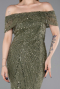 Robe De Soirée Perlé Longue Kaki Clair ABU5694