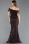 Robe De Soirée Perlé Longue Brun ABU5694