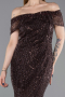 Robe De Soirée Perlé Longue Brun ABU5694