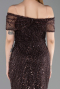 Robe De Soirée Perlé Longue Brun ABU5694