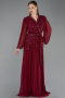 Robe De Soirée Grande Taille Mousseline Longue Rouge Bordeaux ABU3075
