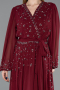 Robe De Soirée Grande Taille Mousseline Longue Rouge Bordeaux ABU3075