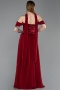 Robe De Soirée Mousseline Longue Rouge Bordeaux ABU5327