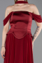 Robe De Soirée Mousseline Longue Rouge Bordeaux ABU5327