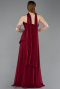 Robe De Soirée Mousseline Longue Rouge Bordeaux ABU5763