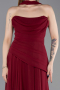 Robe De Soirée Mousseline Longue Rouge Bordeaux ABU5763