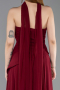 Robe De Soirée Mousseline Longue Rouge Bordeaux ABU5763