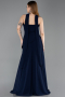 Robe De Soirée Mousseline Longue Bleu Marine ABU5763