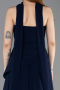 Robe De Soirée Mousseline Longue Bleu Marine ABU5763