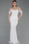 Robe De Soirée Perlé Longue Blanc ABU5557