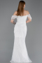 Robe De Soirée Perlé Longue Blanc ABU5557