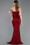 Robe De Soirée Squameuse Longue Rouge Bordeaux ABU5701