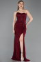 Robe De Soirée Dantelle Longue Couleur Cerise ABU5614
