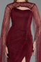 Robe De Soirée Dantelle Longue Couleur Cerise ABU5614