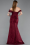 Robe De Soirée Dantelle Longue Rouge Bordeaux ABU5609