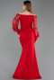 Robe Queue De Poisson Dantelle Longue Rouge ABU5890