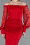 Robe Queue De Poisson Dantelle Longue Rouge ABU5890
