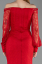 Robe Queue De Poisson Dantelle Longue Rouge ABU5890