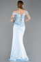 Robe De Soirée Satin Longue Bleu clair ABU5976