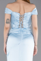 Robe De Soirée Satin Longue Bleu clair ABU5976