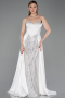 Robe de Soirée Longue Satin Blanc ABU6193