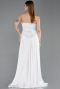 Robe de Soirée Longue Satin Blanc ABU6193