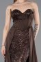 Robe de Soirée Longue Satin Brun ABU6193