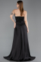Robe de Soirée Longue Satin Noir ABU6193