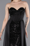 Robe de Soirée Longue Satin Noir ABU6193