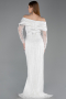 Robe de Soirée Longue Perlé Blanc ABU6186
