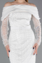 Robe de Soirée Longue Perlé Blanc ABU6186