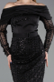 Robe de Soirée Longue Perlé Noir ABU6186